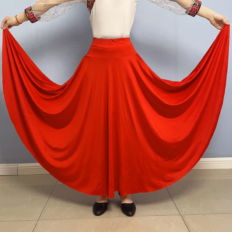 广场舞服装新款大摆裙跳舞衣服舞蹈演出服牛奶丝半身裙长裙夏季女