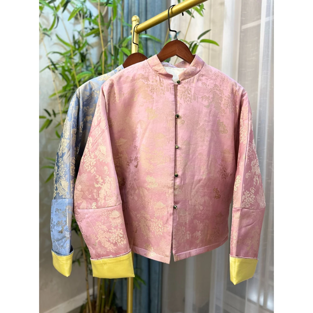 云裳甄选【】新中式国风丝缎加棉短外套秋冬新款棉服