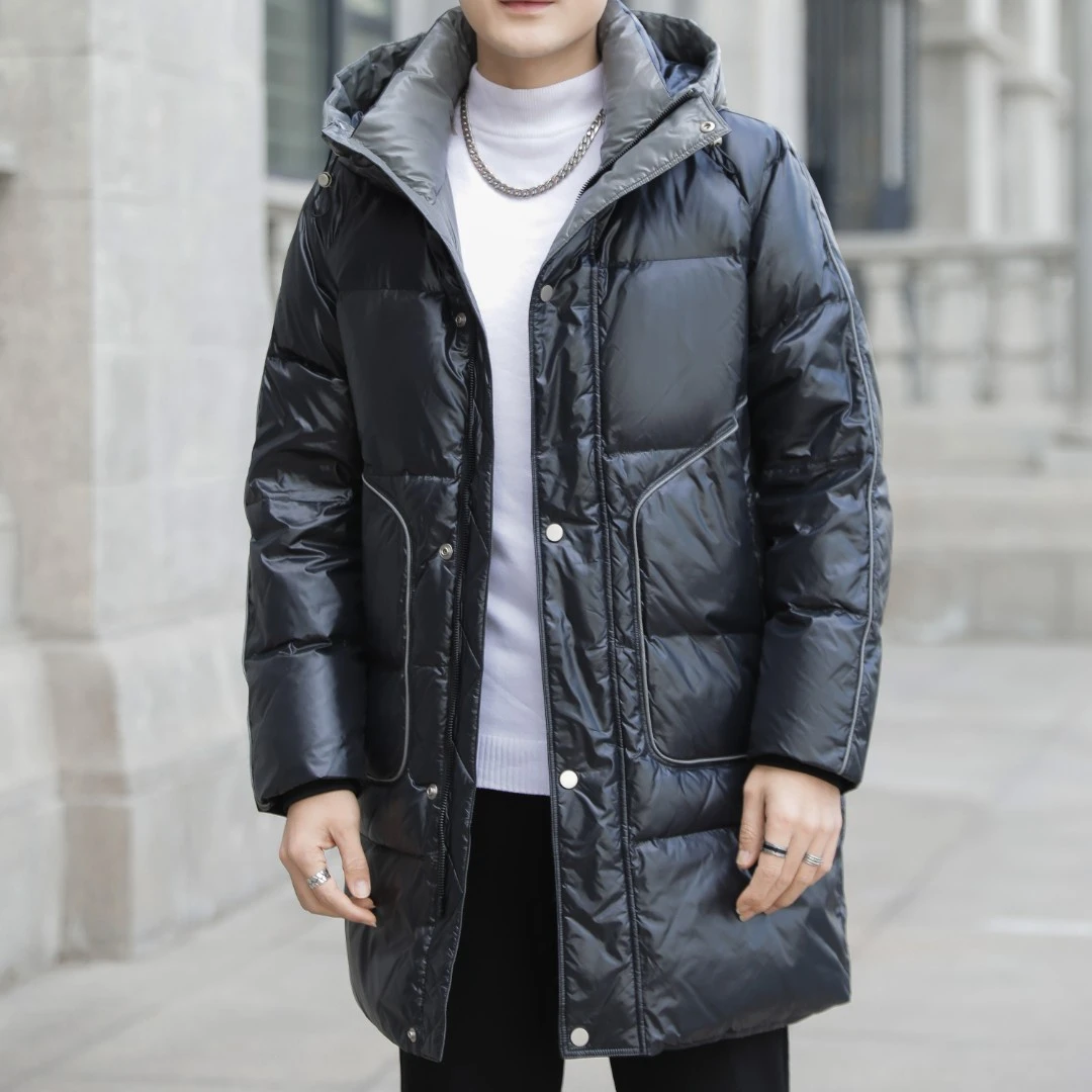 【国标90绒 免洗长款版】冬季新款连帽长款休闲免洗保暖羽绒服9035