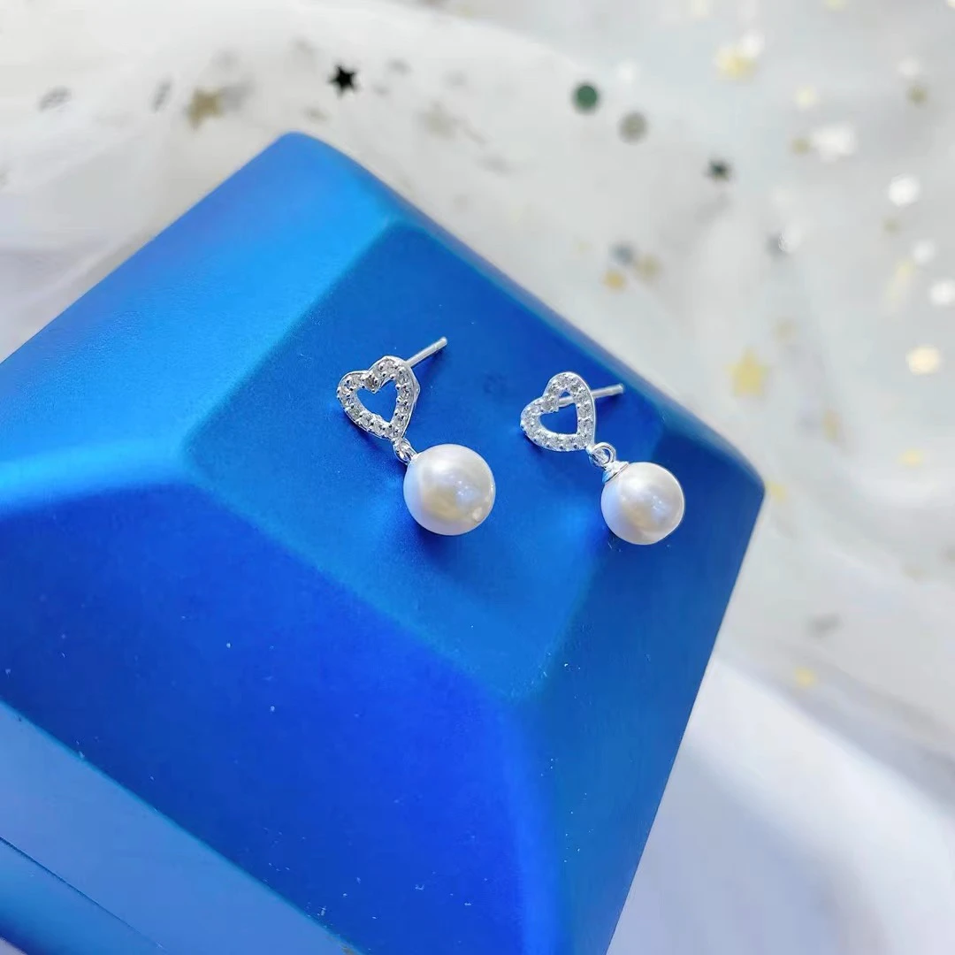 足银贝珠耳钉款（耳针微短，介意勿拍）