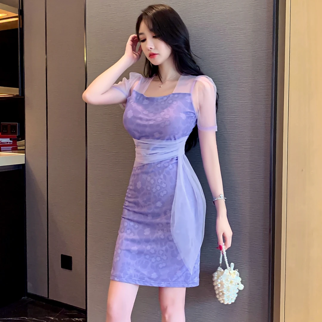 紫色吊带裙连衣裙2024夏季气质名媛百搭酷飒风多巴胺财阀包臀裙