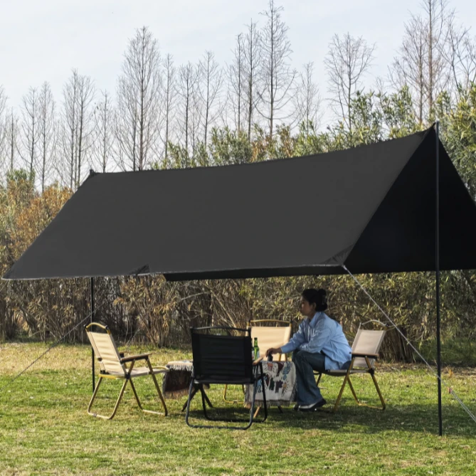 【新品福利】户外钛黑胶黑化600D加厚天幕户外露营遮阳八角天幕