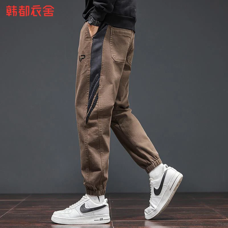 韩都衣舍男士秋冬潮流休闲裤九分束脚男裤哈伦运动宽松百搭长裤子