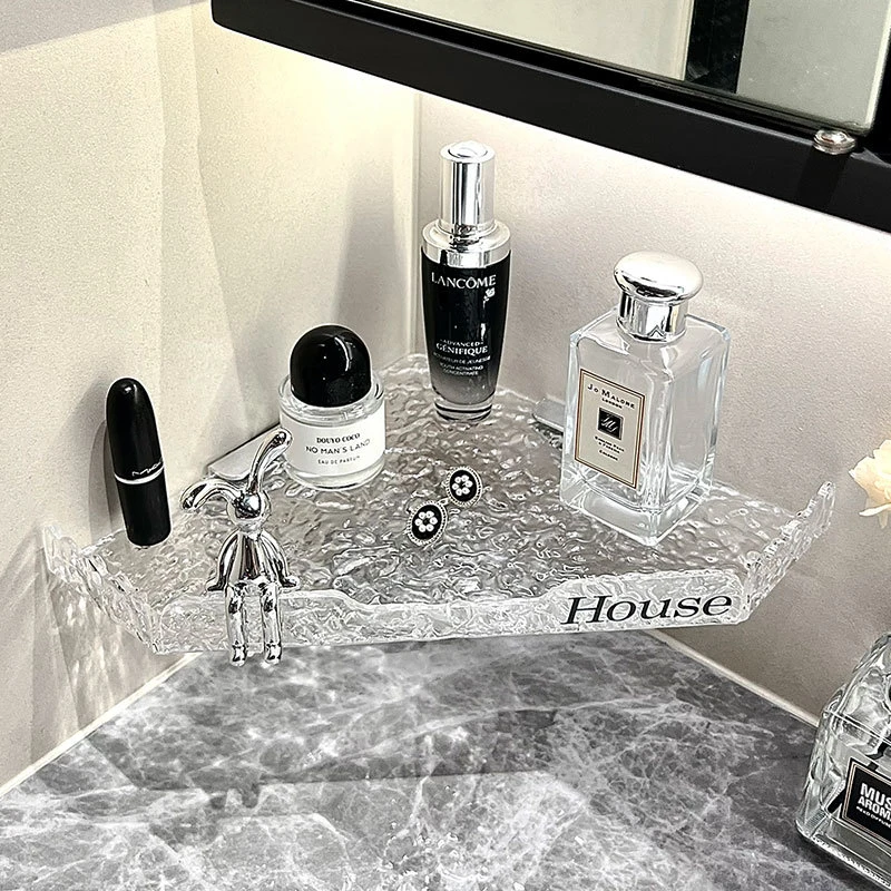 赛杉水波纹洗手台置物架卫生间免打孔三角架创意浴缸架家用浴室架