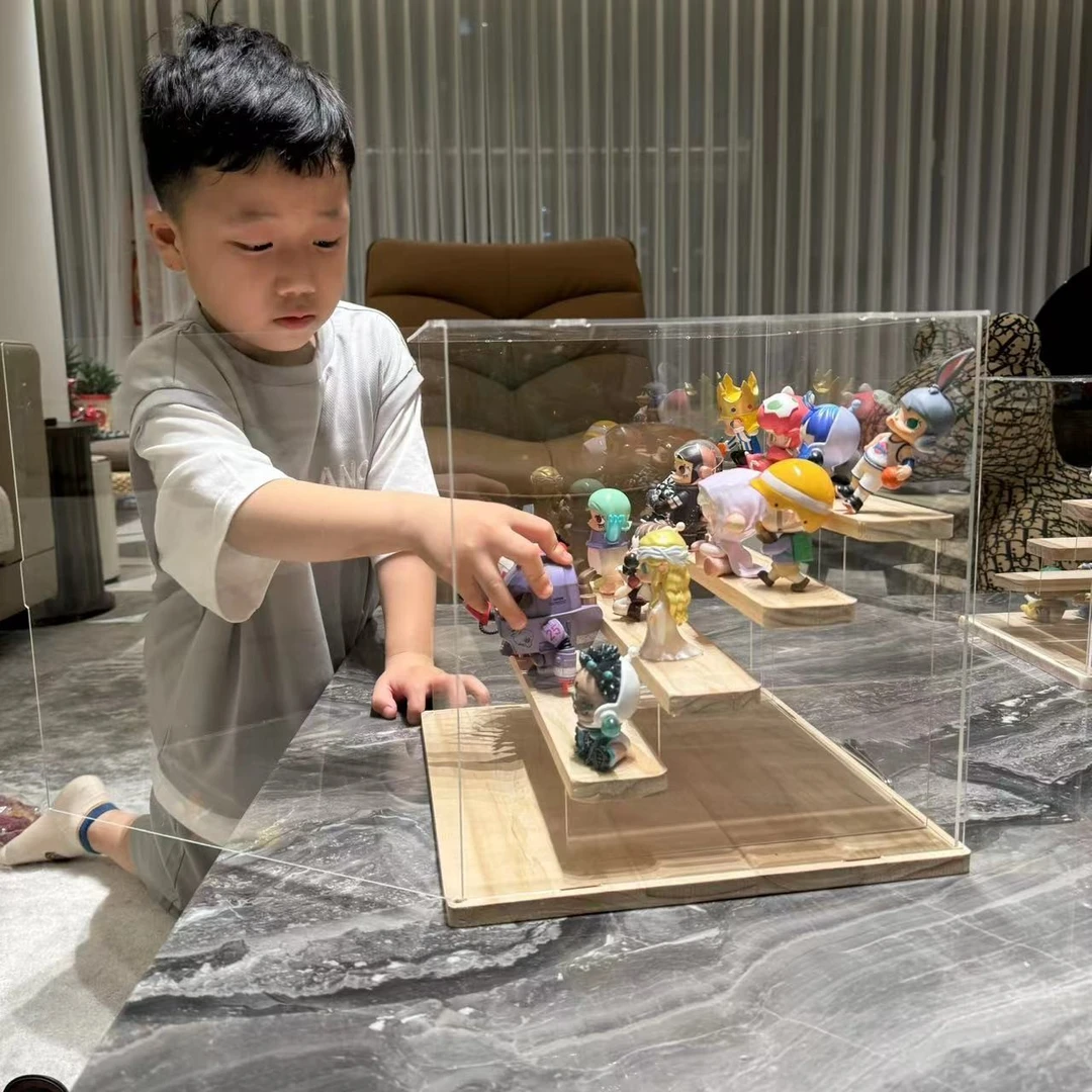 亚克力阶梯透明展示盒架子防尘手办娃娃盲盒模型柜大容量收集展架