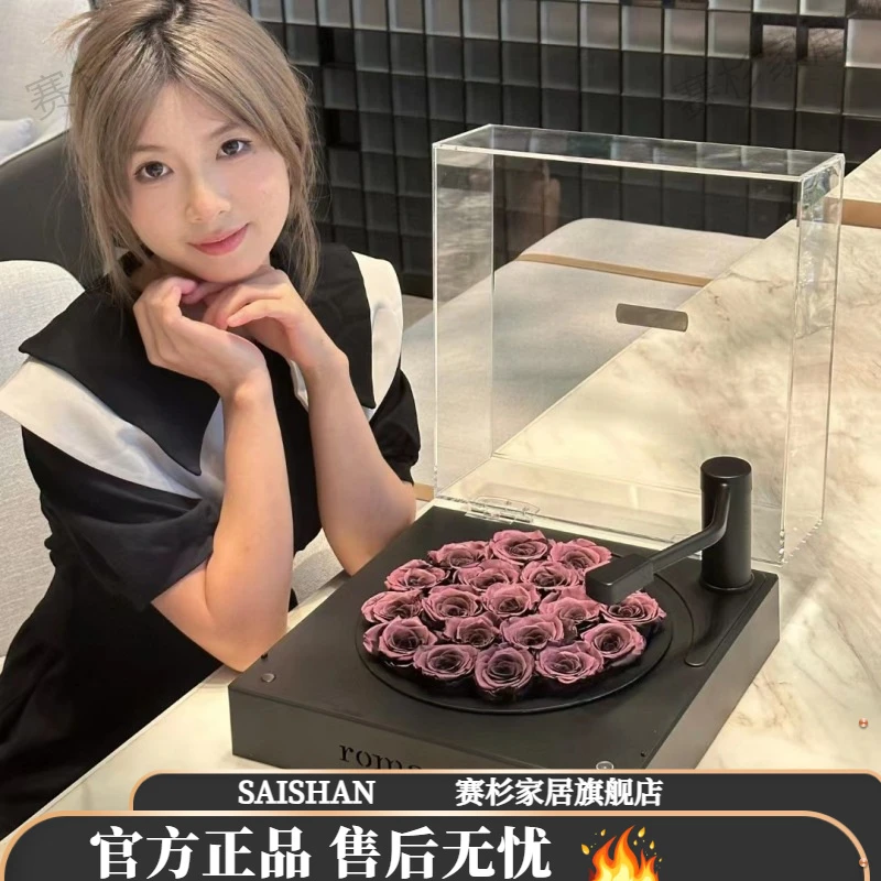 永生花玫瑰花摆件复古蓝牙音响音乐盒情人节送女友生日礼物