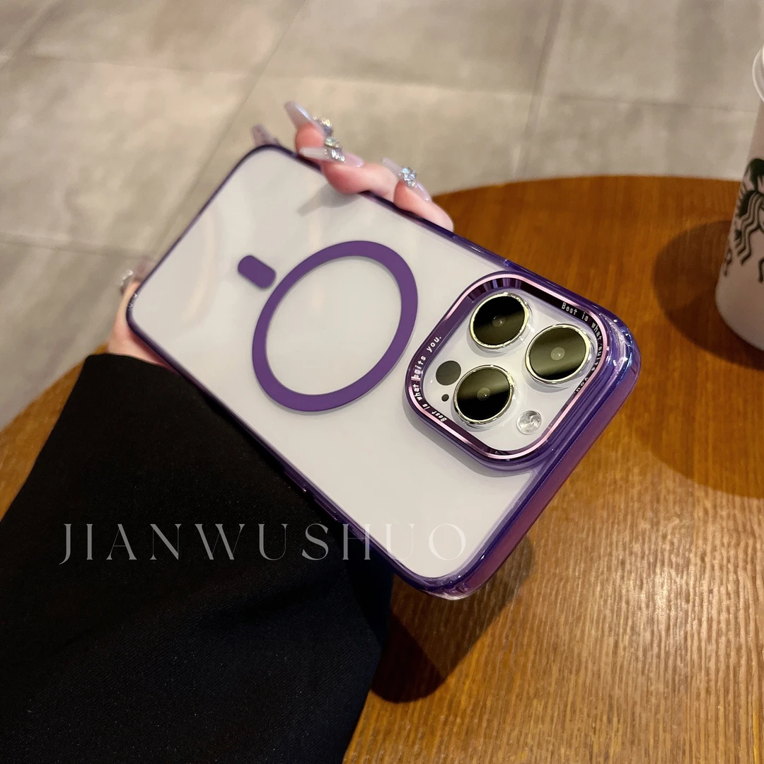 【适用苹果】电镀字母大孔镜头磁吸手机壳iphone14promax/13pro