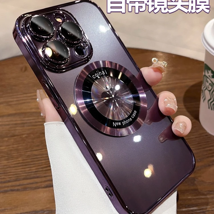 苹果17超薄15电镀PC14磁吸镜头膜防尘网iPhone13promax硬16手机壳