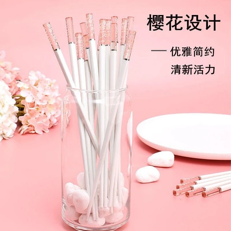 筷子琥珀樱花网红高端合金筷个性防滑日式筷子家用耐高温快子公筷