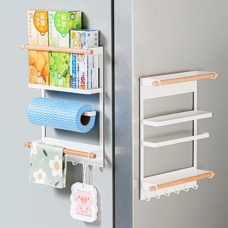 冰箱磁吸置物架侧面收纳厨房用品家用大全免打孔壁挂式保鲜膜架子