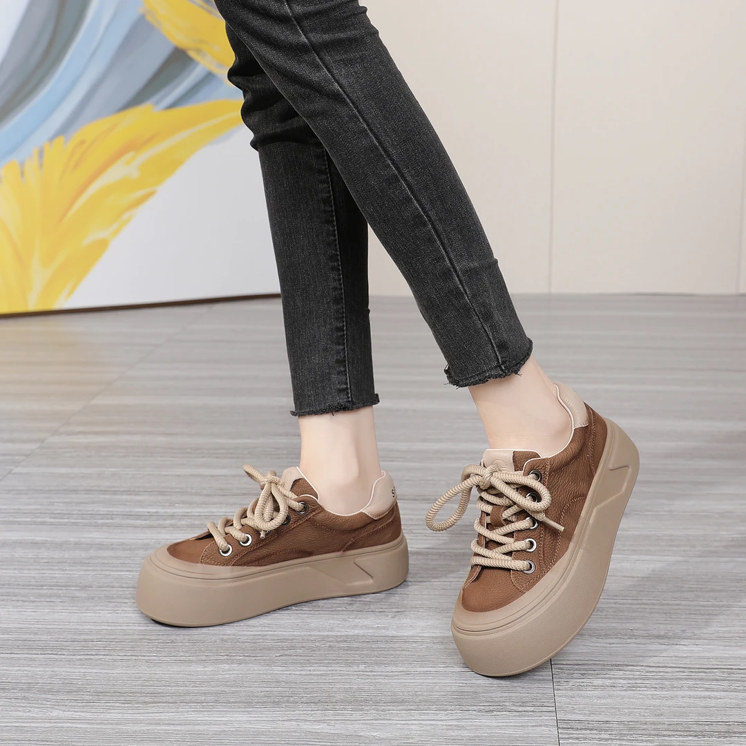 复古板鞋文艺范女鞋休闲百搭真皮女鞋子时尚夏季透气软底厚底平底