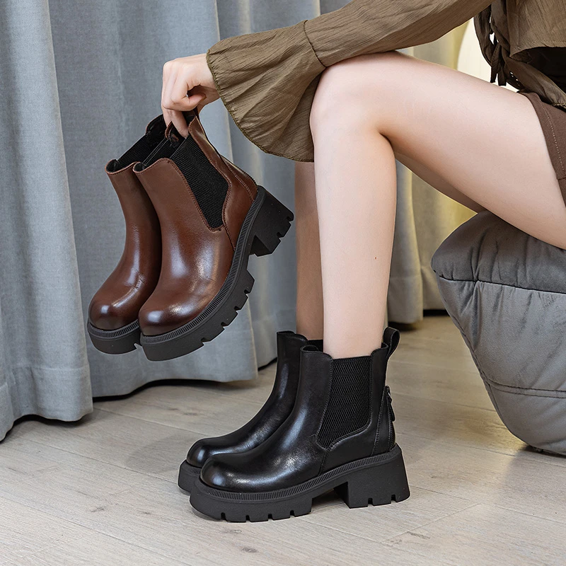 靴子女2025春秋季单靴真皮马丁靴爆款小短靴洋气又高级切尔西女靴