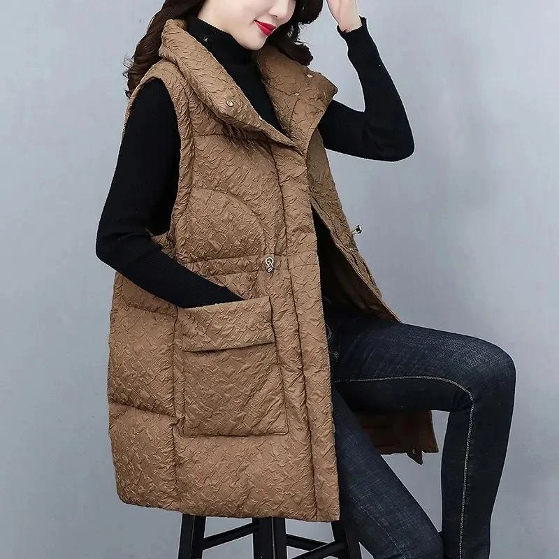 时尚羽绒服马甲秋冬新款欧版大码减龄中长款流行棉背心马夹女