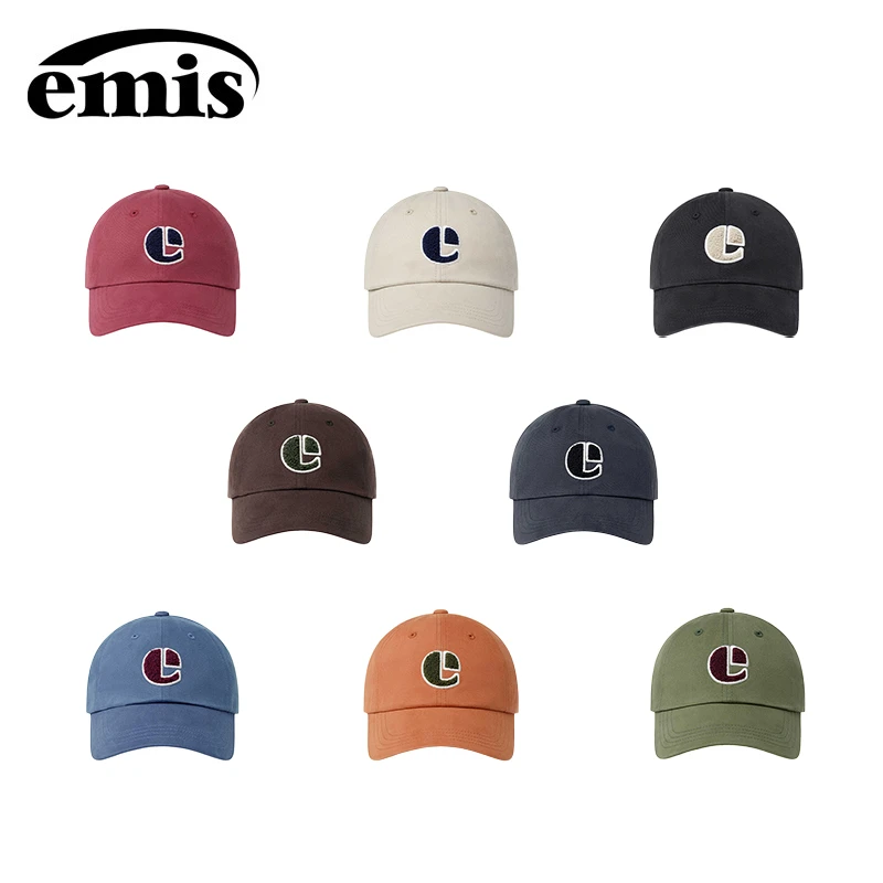 emis帽子女毛圈e标棒球帽鸭舌帽学院风时尚复古软顶【香】