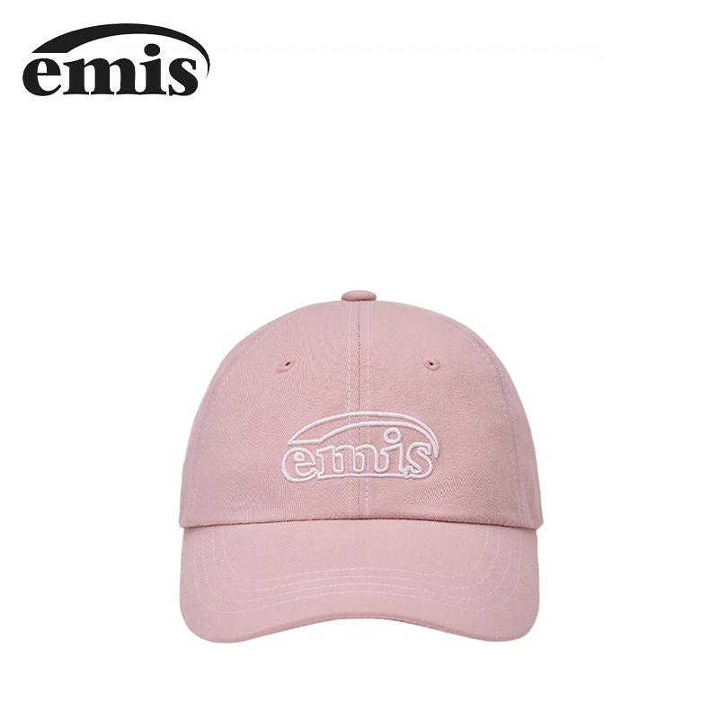 emis帽子镂空白标棒球帽女粉色鸭舌帽男时尚软顶情侣学院风大头围