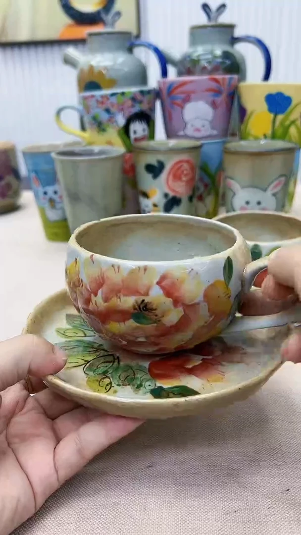 【闪购商品】杯把手咖啡杯【牡丹】