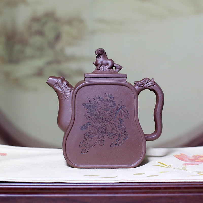 宜兴名家手工原矿紫砂壶高工史爱民忠义千秋600毫升