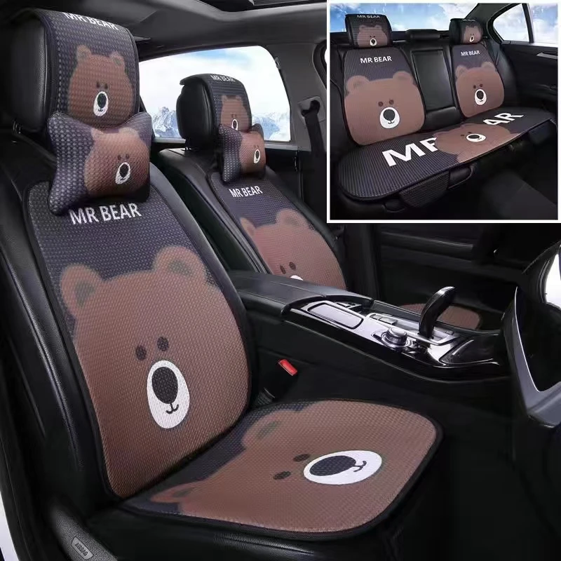 汽车坐垫四季通用小蛮腰卡通可爱座垫女士车内小车座椅垫半包座套