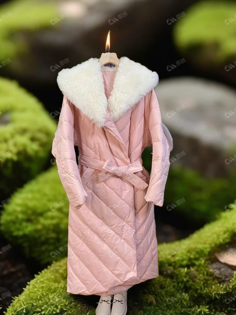 AB收腰韩版大毛领保暖冬季女款秋冬毛领百搭连帽毛领时尚羽绒服