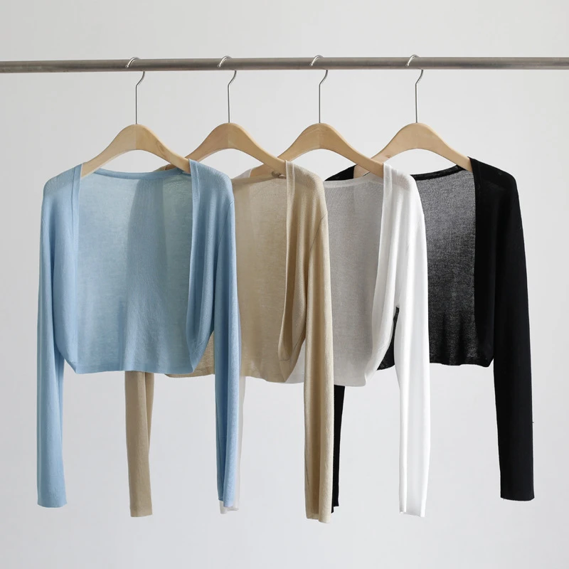 长袖开衫外套女春秋夏季披肩防晒外搭薄款坎肩空调衫罩衫短款上衣