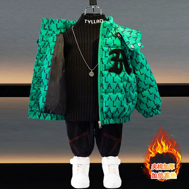 男童时尚韩版中大童时髦休闲棉衣秋冬新款加厚保暖棉服外套上衣潮