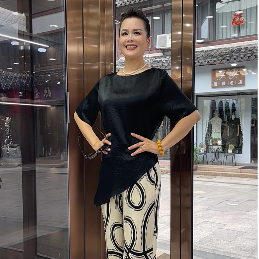 高级设计师时尚显瘦百搭宽松拖地裤MZ1007