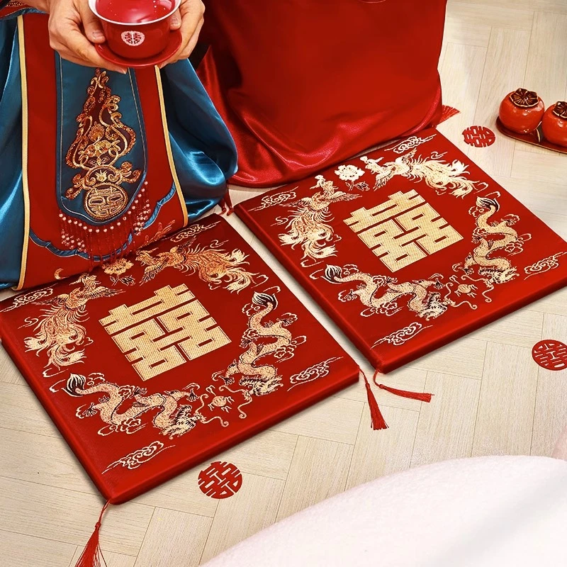 敬茶结婚跪垫一对坐福垫改口喜垫红色高档婚礼婚庆陪嫁用品大全
