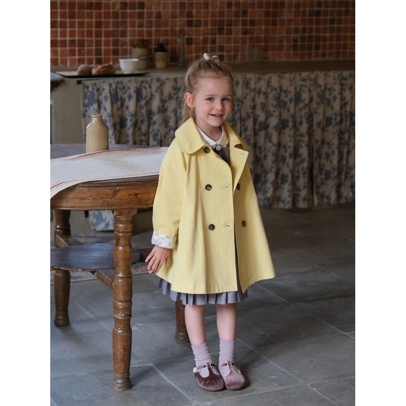 晶晶家【现发】高定风衣 萌娃穿搭女童风衣2024秋儿童风衣外套IC633