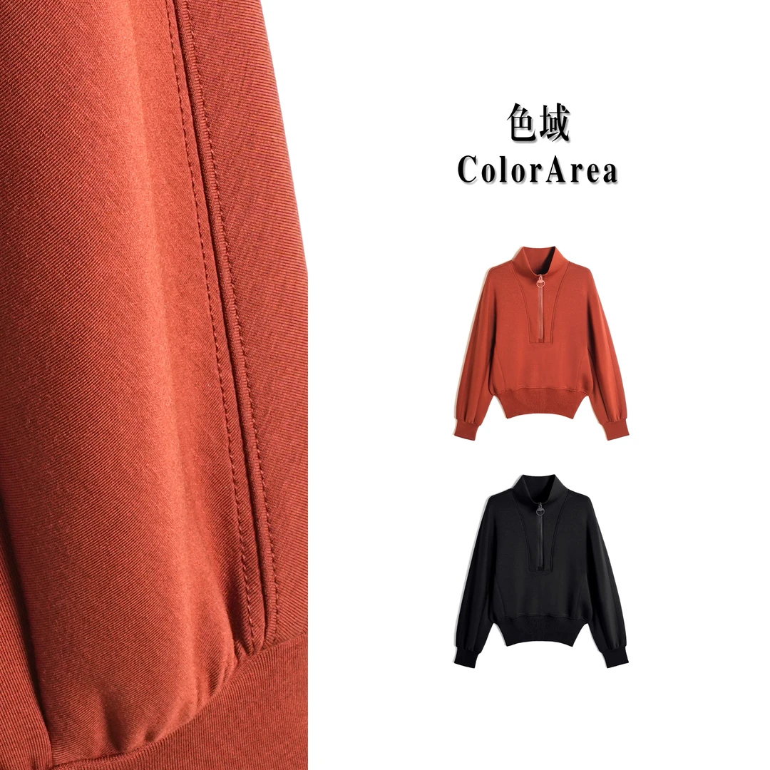 ColorArea/色域秋季新款卫衣女宽松显瘦套头立领蝙蝠袖百搭上衣