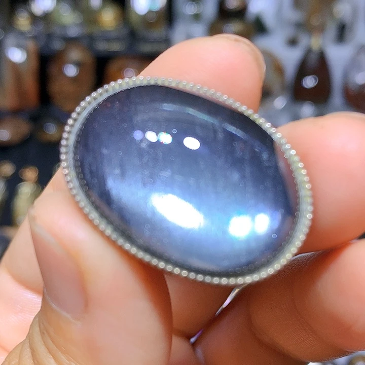 水晶吊坠银S925镶嵌天然水晶