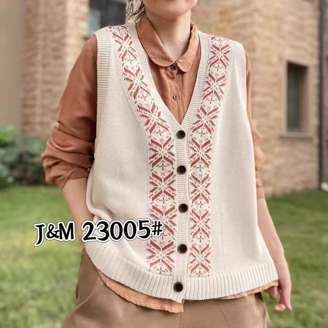 花带民族风设计腈棉马夹上衣开衫宽松简约大气叠穿秋季原创针织