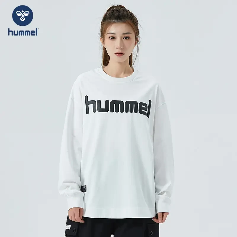 HUMMEL春秋季时尚LOGO潮流休闲穿搭印花长袖休闲运动情侣卫衣