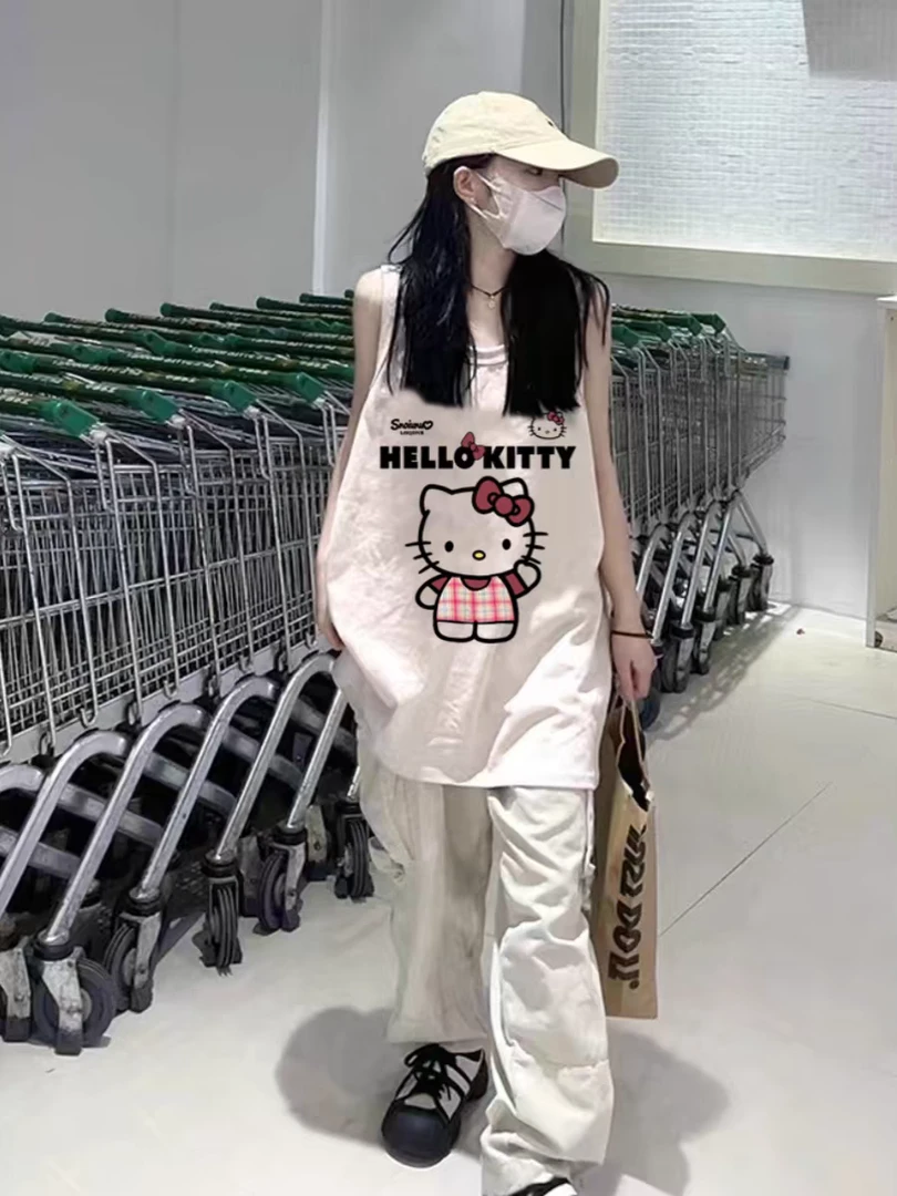 夏季吊带下衣失踪短袖女显瘦坎肩背心夏季宽松白色美式无袖上衣