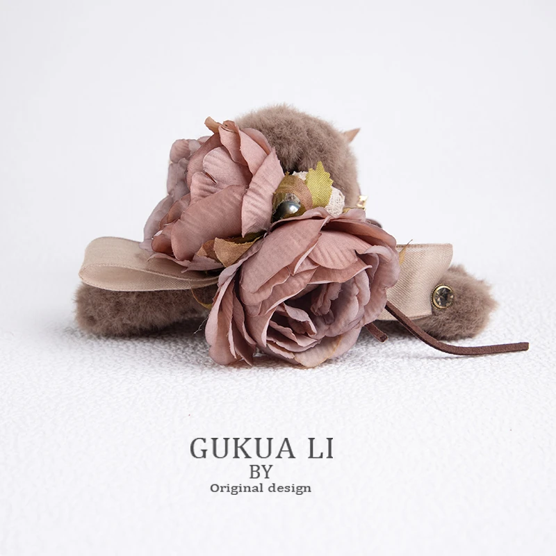 GUKUALI优雅美拉德花朵13cm大抓夹纯手工气质轻奢百搭清新温柔中