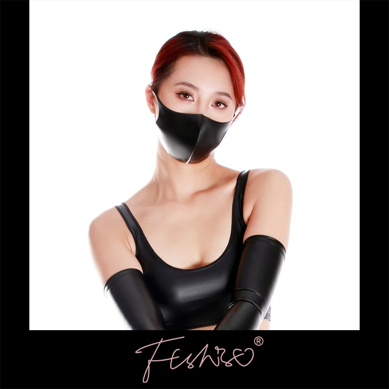Ftshist蒙面恋物癖cosplay窒息乳胶氨哑光泽pu皮立体剪裁口鼻面罩