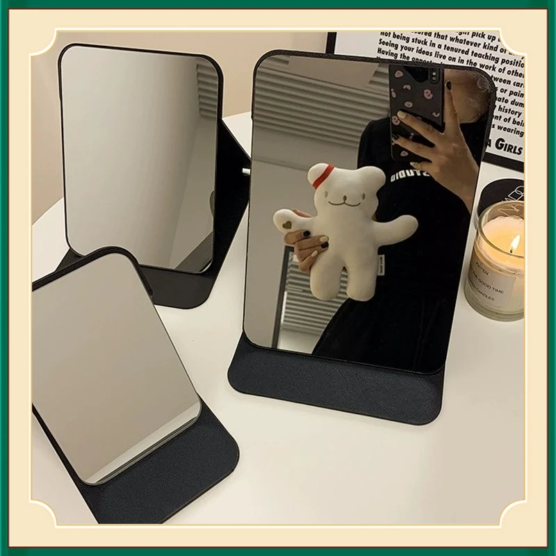 化妆镜XZJZ可折叠镜子便宜学生宿舍桌面随身梳妆镜化妆镜【大橘】