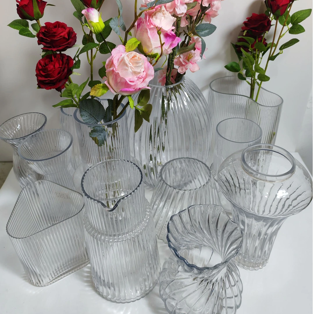 竖纹玻璃花瓶鱼缸制品人工吹制专用工厂尾货尾单发货