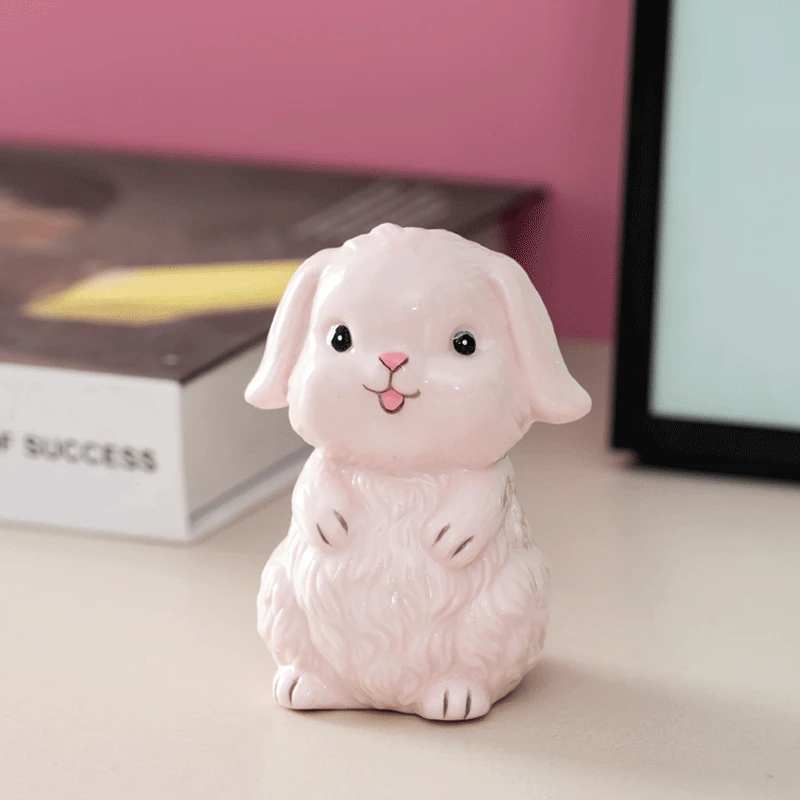 陶瓷摆件小兔子桌面创意网红家居饰品摆件萌萌兔可爱治愈系礼物