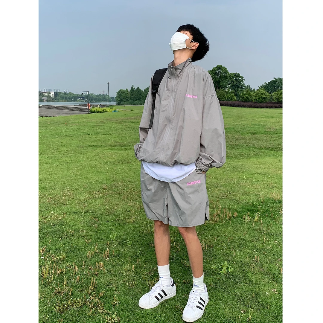 户外情侣遮阳服套装男女高颜值轻薄透气夹克潮流休闲短款薄外套