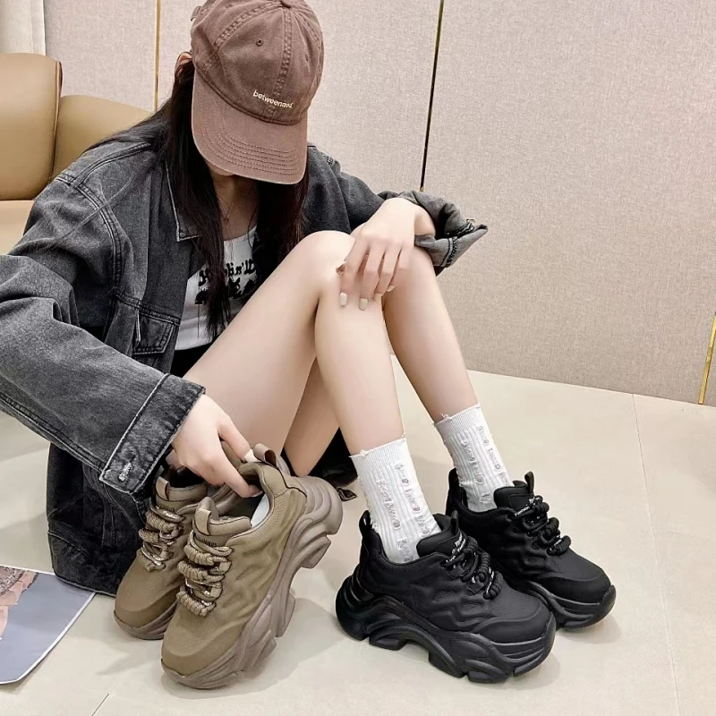 蒙娜丽莎  2024小众设计师厚底增高休闲鞋气质显瘦女老爹鞋 373-1