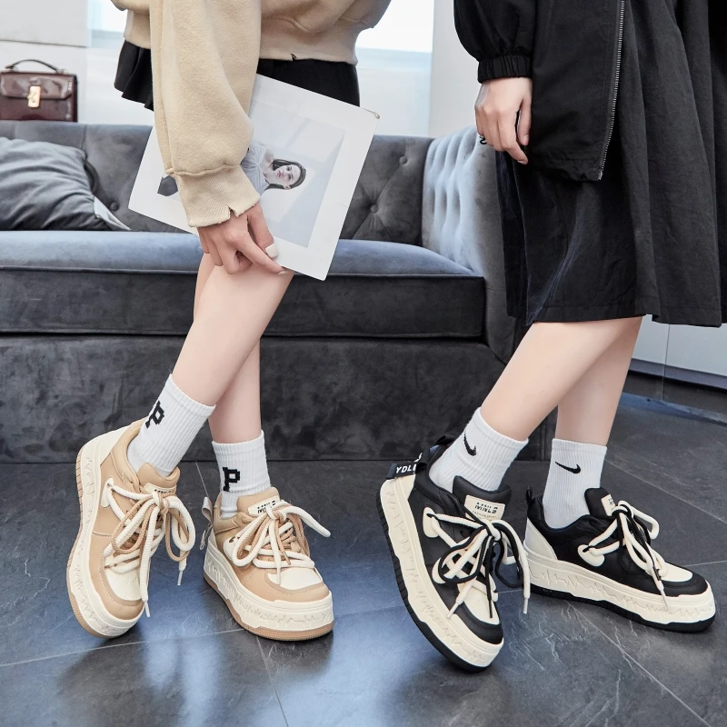 2025韩版潮流时尚厚底板鞋ins百搭心电图休闲鞋863-6