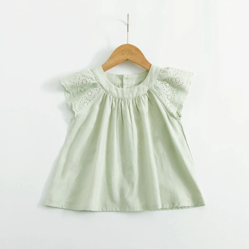 法系儿童纯棉贡缎上衣裙纯棉连衣裙女童夏季新款洋气宝宝上衣