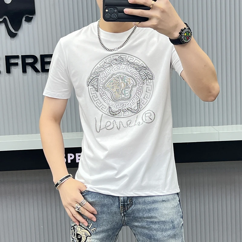 VARSACIVIP/瓦萨琪贵宾欧货短袖修身印花潮百搭半袖潮牌美人头T恤