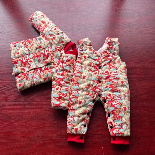 纯手工纯棉花婴儿花棉袄宝宝加厚秋冬拜年服分身童装宝宝棉衣