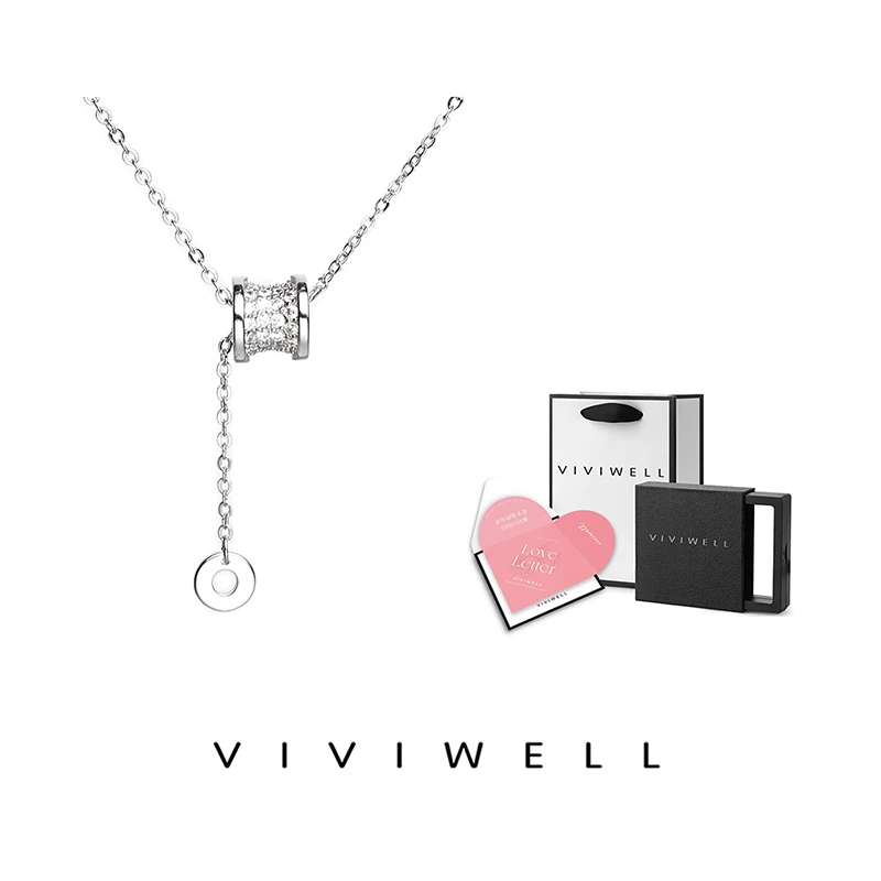 VIVIWELL 铜合金项链 满钻幸运小蛮腰项链小众设计轻奢时尚百搭