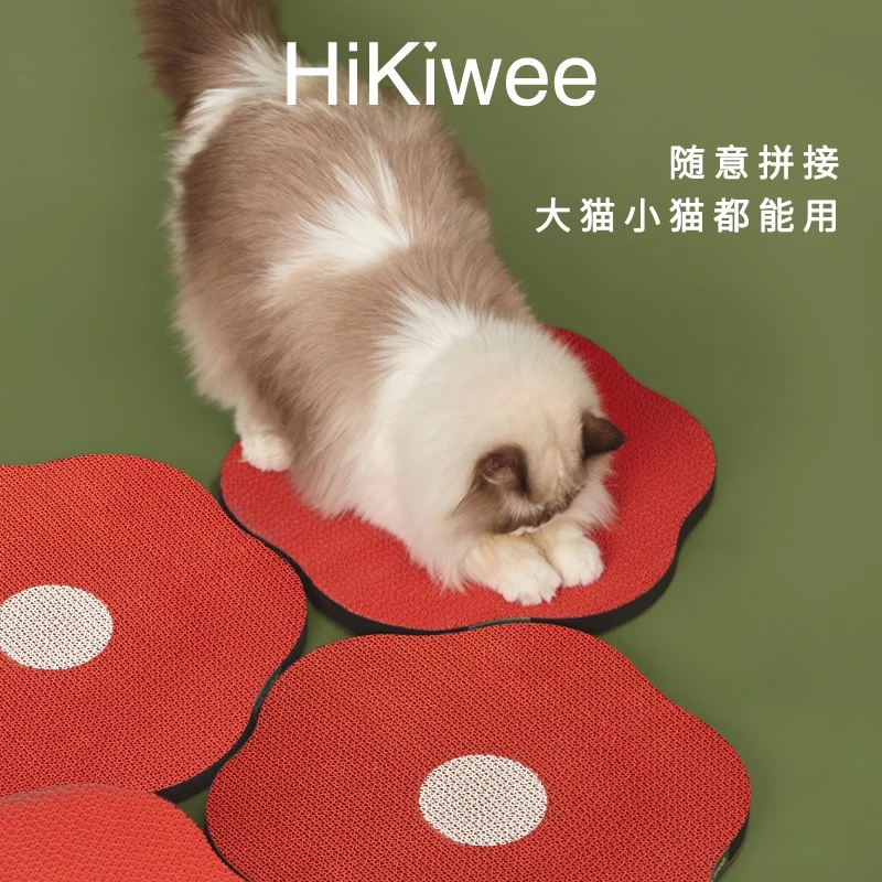 小红花猫抓板高品质耐抓耐磨猫爪板立式墙贴高颜值猫咪磨爪板玩具
