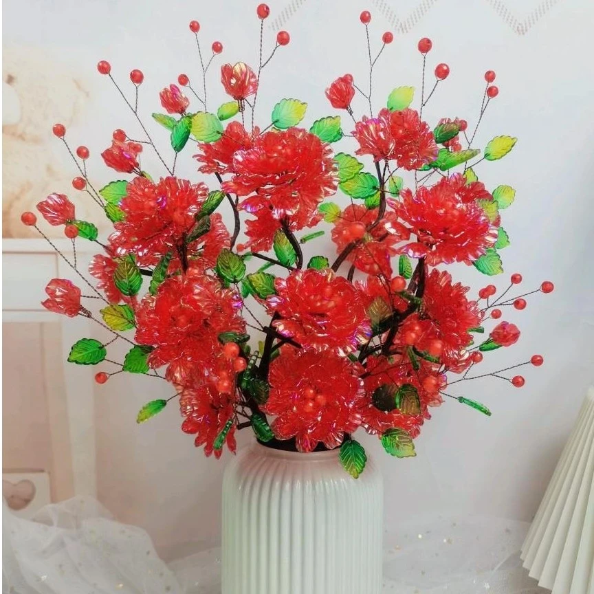 （送花瓶）炫彩牡丹花材料包【达人主推】DIY手工材料包中桌摆