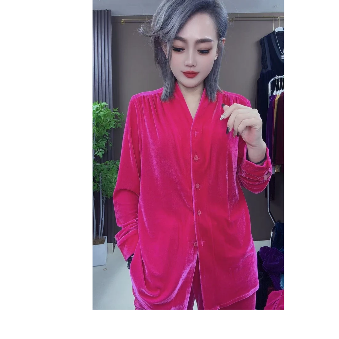 DV原创时尚修身显瘦丝绒V领开衫616#上衣