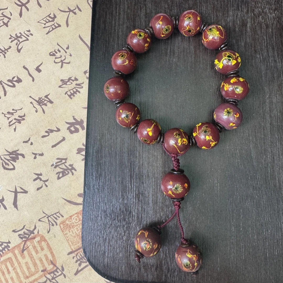 老琉璃复古百搭红色凤眼手捻4110705