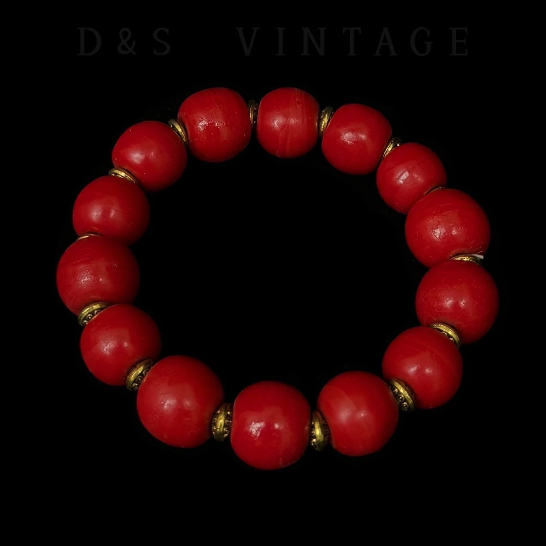 老琉璃复古百搭红色手串（4100813）